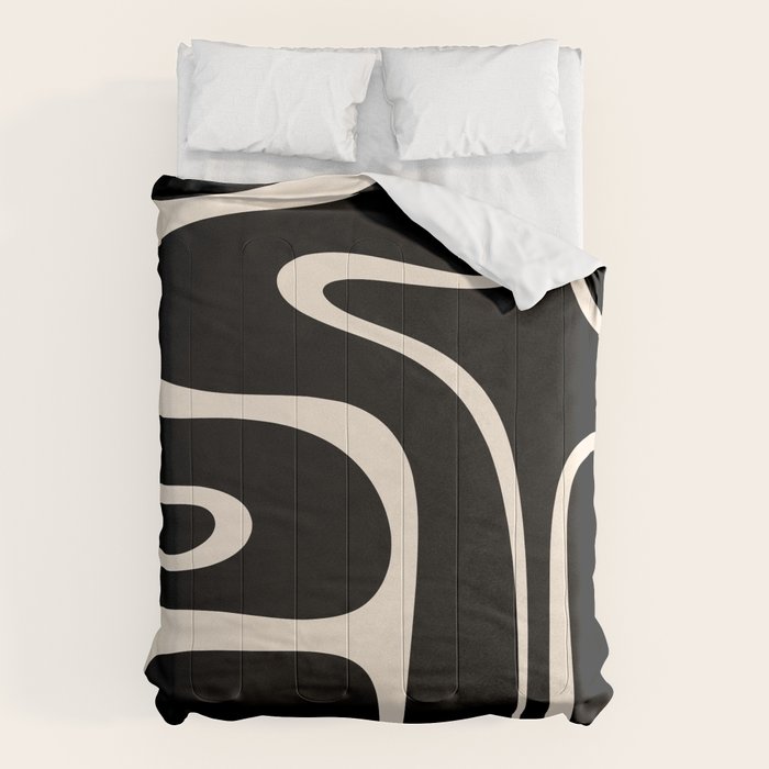 Copacetic Retro Abstract Black and Almond Cream Comforter Gallery Image 1