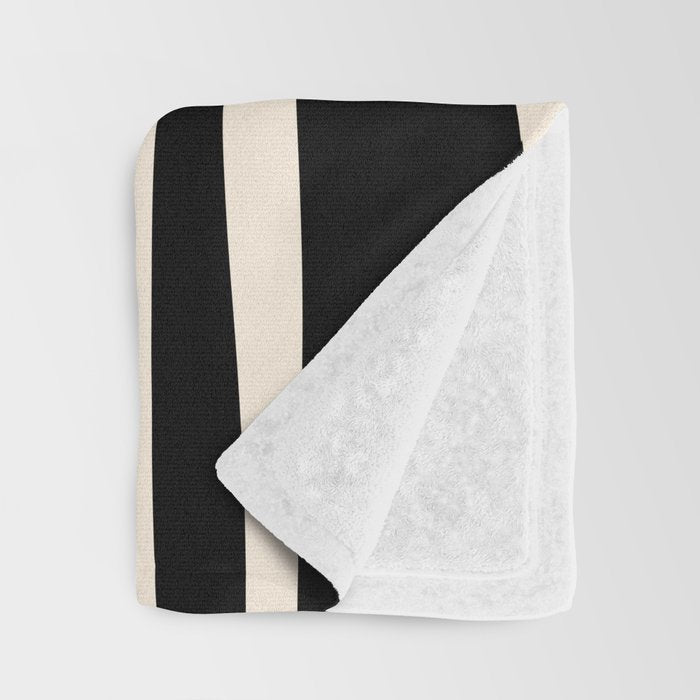 Copacetic Retro Abstract Black and Almond Cream Throw Blanket Gallery Image 3