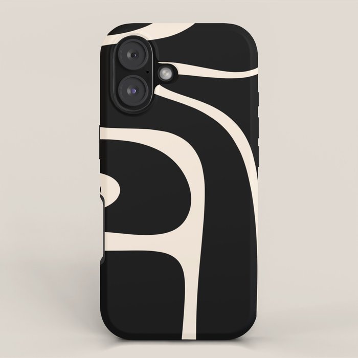 Copacetic Retro Abstract Black and Almond Cream iPhone Case Gallery Image 1