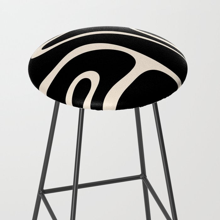 Copacetic Retro Abstract Black and Almond Cream Stool Gallery Image 2