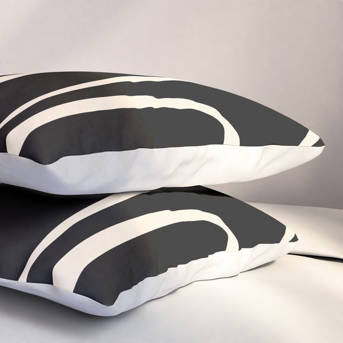 Copacetic Retro Abstract Black and Almond Cream Pillow Sham Gallery Image 3