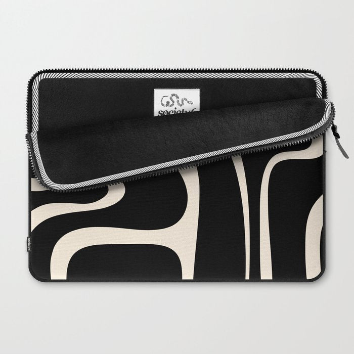 Copacetic Retro Abstract Black and Almond Cream Laptop Sleeve Gallery Image 2