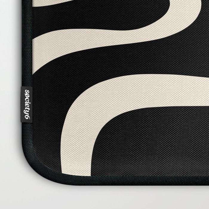 Copacetic Retro Abstract Black and Almond Cream Laptop Sleeve Gallery Image 3