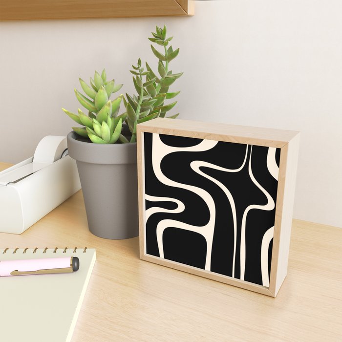 Copacetic Retro Abstract Black and Almond Cream Mini Art Print Gallery Image 2