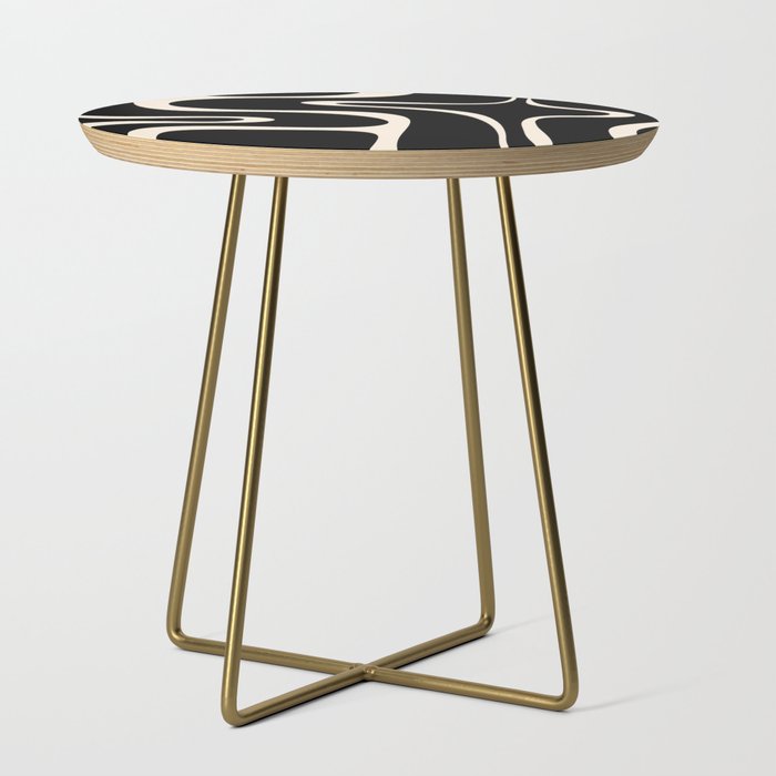 Copacetic Retro Abstract Black and Almond Cream Side Table Gallery Image 1