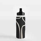 Copacetic Retro Abstract Black and Almond Cream Water Bottle Gallery Image 2