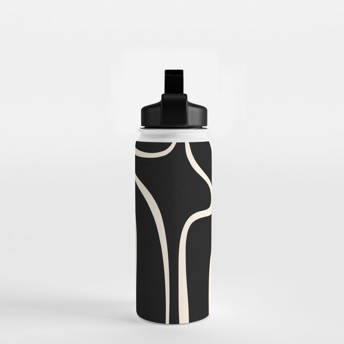 Copacetic Retro Abstract Black and Almond Cream Water Bottle Gallery Image 2