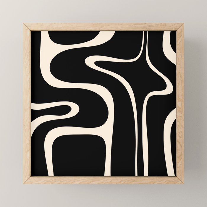 Copacetic Retro Abstract Black and Almond Cream Mini Art Print Gallery Image 1
