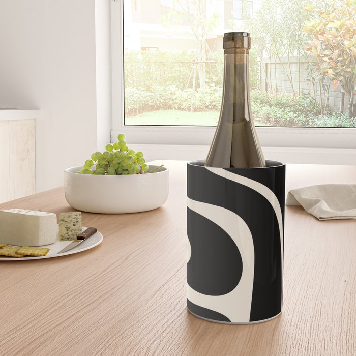 Copacetic Retro Abstract Black and Almond Cream Wine Chiller Gallery Image 4