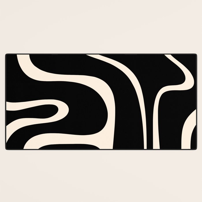 Copacetic Retro Abstract Black and Almond Cream Desk Mat Gallery Image 3