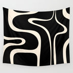 Copacetic Retro Abstract Black and Almond Cream Wall Tapestry Gallery Image 4