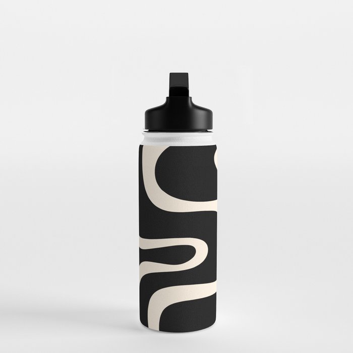 Copacetic Retro Abstract Black and Almond Cream Water Bottle Gallery Image 3