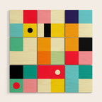 Geometric Bauhaus Pattern | Retro Arcade Video Game | Abstract Shapes Wood Wall Art Gallery Image 1