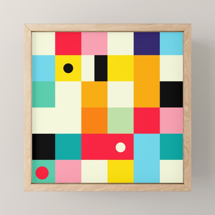 Geometric Bauhaus Pattern | Retro Arcade Video Game | Abstract Shapes Mini Art Print Gallery Image 1