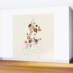 Colorful Thoughts Minimal Line Art Woman with Wild Roses Wall Mural Gallery Image 2