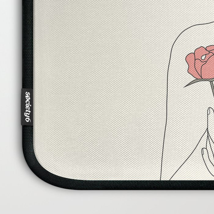 Colorful Thoughts Minimal Line Art Woman with Wild Roses Laptop Sleeve Gallery Image 3