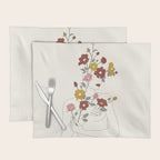 Colorful Thoughts Minimal Line Art Woman with Wild Roses Placemat Gallery Image 1
