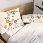 Colorful Thoughts Minimal Line Art Woman with Wild Roses Pillow Sham Gallery Image 2