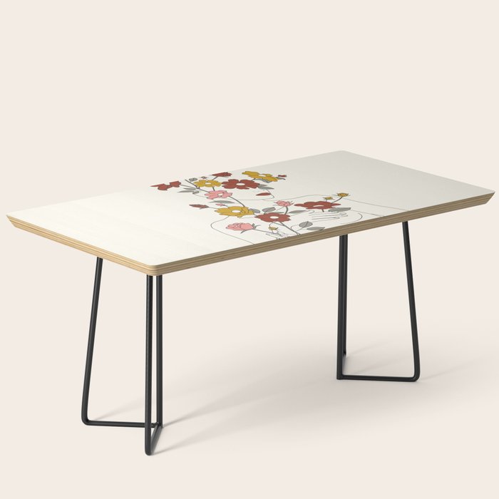 Colorful Thoughts Minimal Line Art Woman with Wild Roses Coffee Table Gallery Image 1