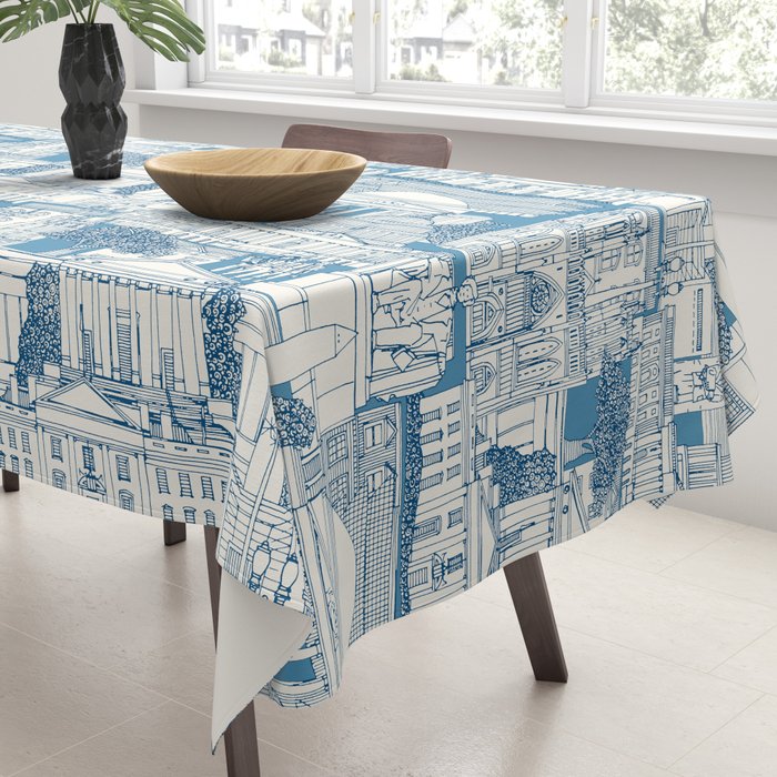 Washington DC toile blue Tablecloth Gallery Image 3