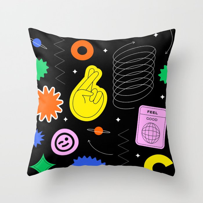 Modern minimalist art sticker pattern Throw Pillow Gallery Image 6