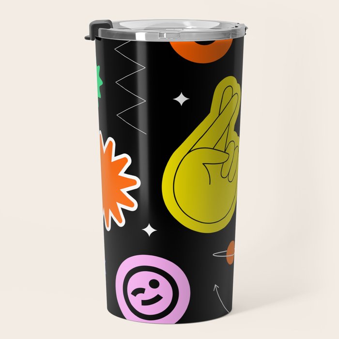 Modern minimalist art sticker pattern Travel Mug Gallery Image 3