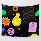 Modern minimalist art sticker pattern Wall Tapestry Gallery Image 4