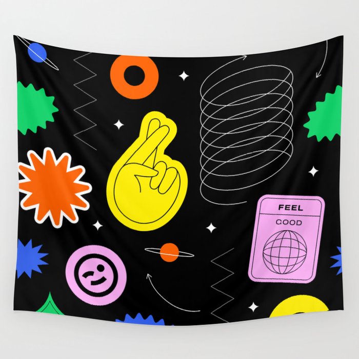 Modern minimalist art sticker pattern Wall Tapestry Gallery Image 4