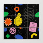 Modern minimalist art sticker pattern Wood Wall Art Gallery Image 1