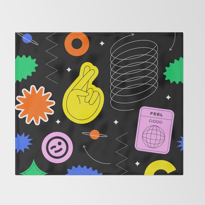 Modern minimalist art sticker pattern Throw Blanket Gallery Image 2