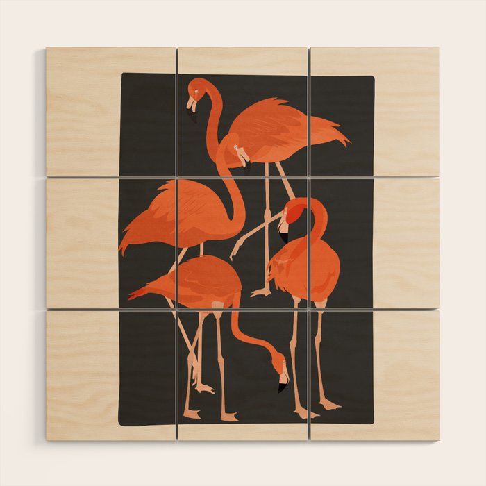 Graceful Flamingos 4 Wood Wall Art Gallery Image 1