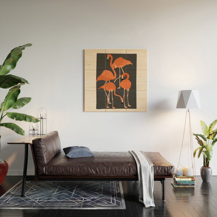 Graceful Flamingos 4 Wood Wall Art Gallery Image 2