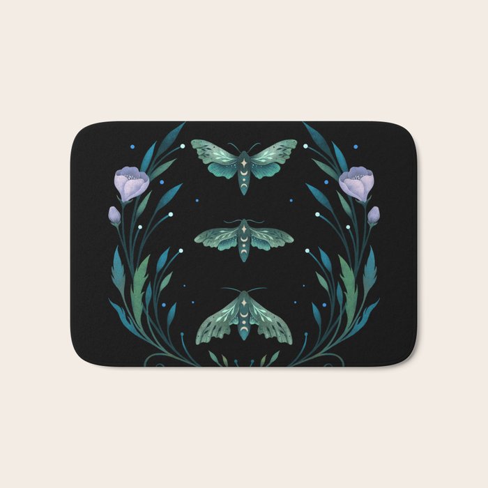 Lime Hawk Moths Night Bath Mat Gallery Image 1