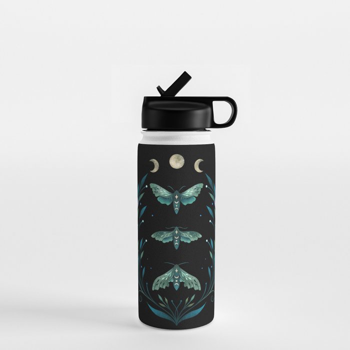 Lime Hawk Moths Night Water Bottle Gallery Image 1