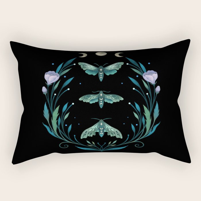 Lime Hawk Moths Night Rectangular Pillow Gallery Image 1
