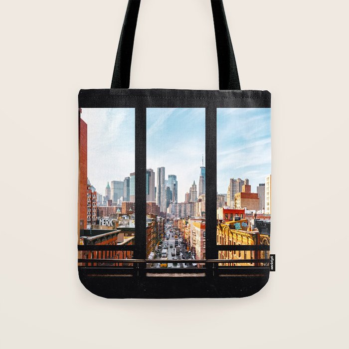 New York City Window Panoramic Tote Bag Gallery Image 1
