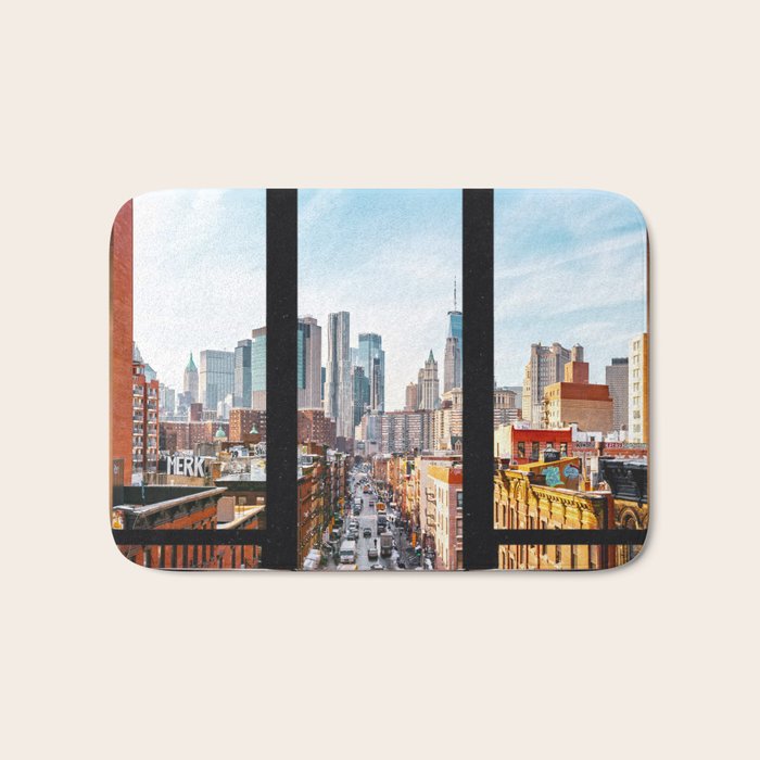 New York City Window Panoramic Bath Mat Gallery Image 1