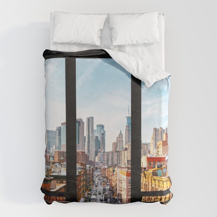 New York City Window Panoramic Duvet Cover Gallery Image 1