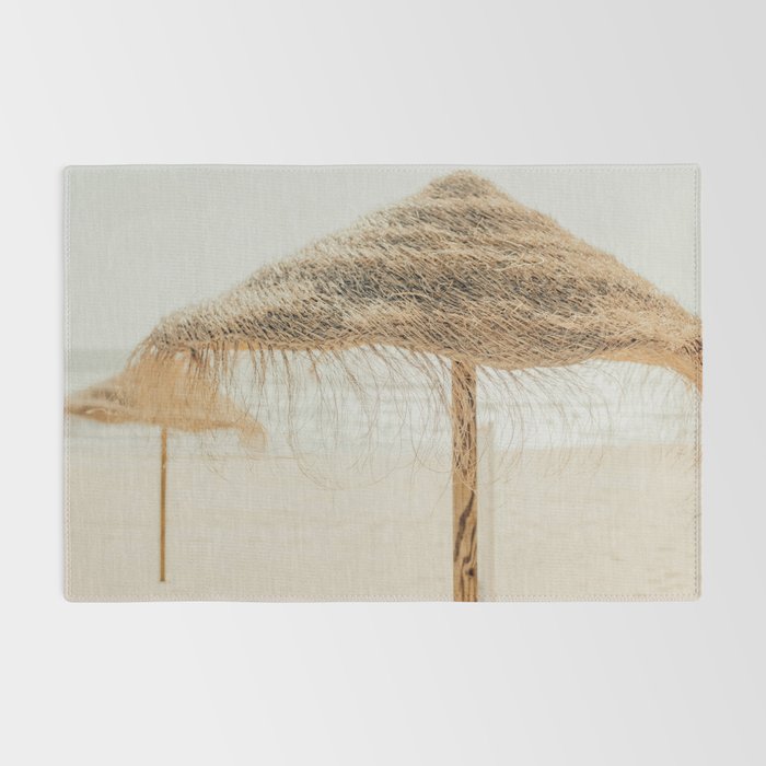 Beach Dreams III - straw beach umbrellas photography by Ingrid Beddoes Rug Gallery Image 2