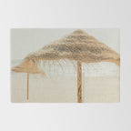 Beach Dreams III - straw beach umbrellas photography by Ingrid Beddoes Rug Gallery Image 2