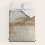 Beach Dreams III - straw beach umbrellas photography by Ingrid Beddoes Duvet Cover Gallery Image 6