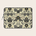 Gray, Black, Cream, Yellow & Red Sophisticated Floral Pattern Laptop Sleeve Gallery Image 1