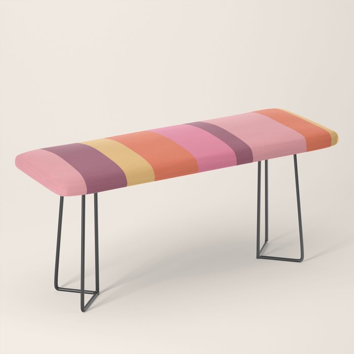 Retro Modern Vertical Stripe Pattern Pink Orange Yellow Purple  Bench Gallery Image 1