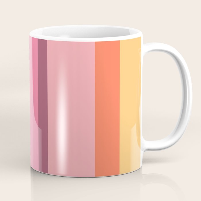 Retro Modern Vertical Stripe Pattern Pink Orange Yellow Purple  Coffee Mug Gallery Image 1