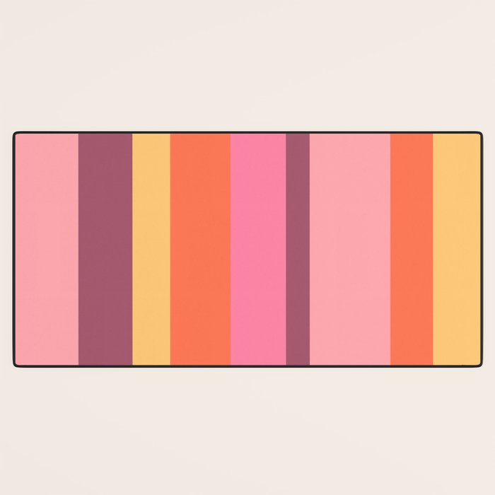 Retro Modern Vertical Stripe Pattern Pink Orange Yellow Purple  Desk Mat Gallery Image 3