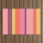 Retro Modern Vertical Stripe Pattern Pink Orange Yellow Purple  Outdoor Rug Gallery Image 1
