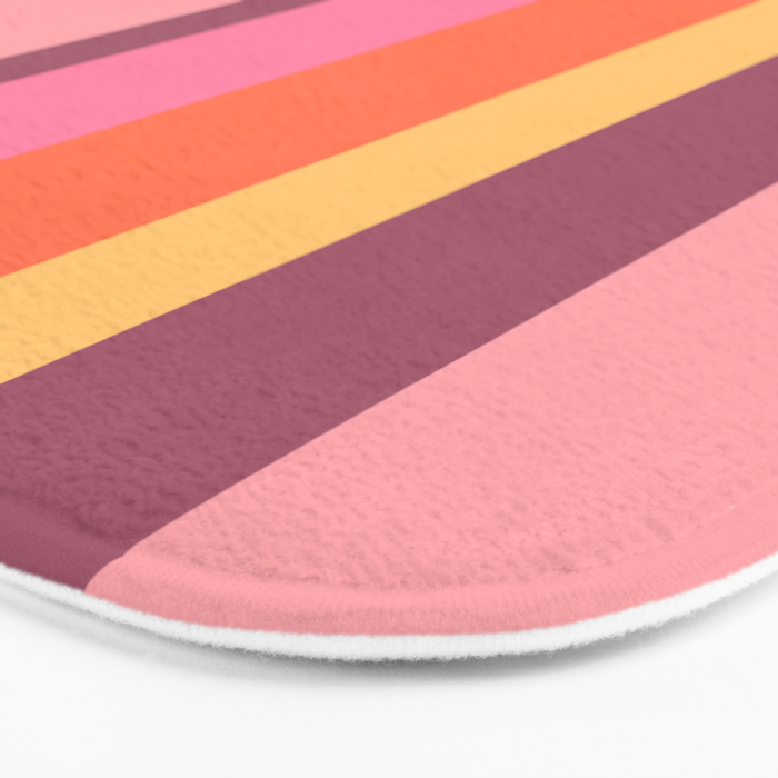 Retro Modern Vertical Stripe Pattern Pink Orange Yellow Purple  Bath Mat Gallery Image 3