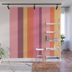 Retro Modern Vertical Stripe Pattern Pink Orange Yellow Purple  Wall Mural Gallery Image 1