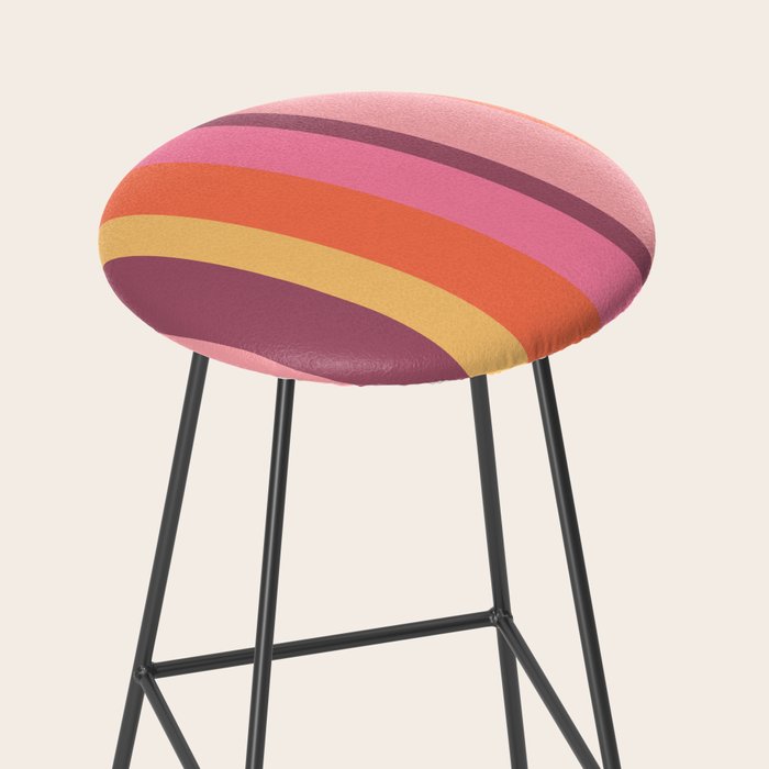 Retro Modern Vertical Stripe Pattern Pink Orange Yellow Purple  Stool Gallery Image 2