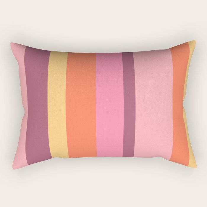 Retro Modern Vertical Stripe Pattern Pink Orange Yellow Purple  Rectangular Pillow Gallery Image 1